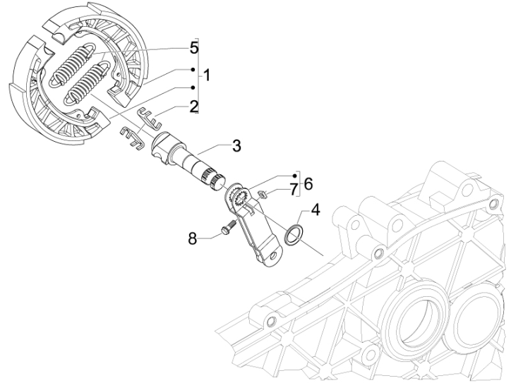 1.35 Zadní brzda, brzdové čelisti - Gilera Stalker 50 Naked 2008 (UK - ZAPC40102)