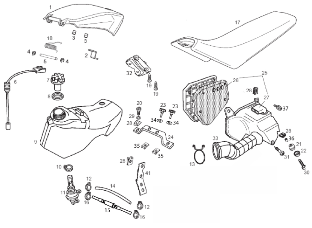 66.04 Palivová nádrž, vzduchový filtr, sedačka - Gilera SMT 50 D50B0 od roku 2005 (ZAPABB01)