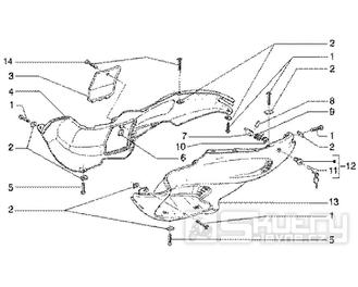 T27 Kapotáž, kryt baterie - Gilera Runner 50 Poggiali do roku 2005 (ZAPC36200...)