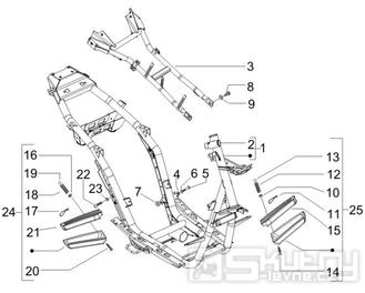 2.01 Rám, stupačky - Gilera Runner 50 SP 2010-2012 (ZAPC46100, ZAPC46300, ZAPC4610001)