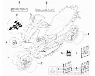 2.38 Samolepky, loga - Gilera Runner 50 SP 2010-2012 (ZAPC46100, ZAPC46300, ZAPC4610001)