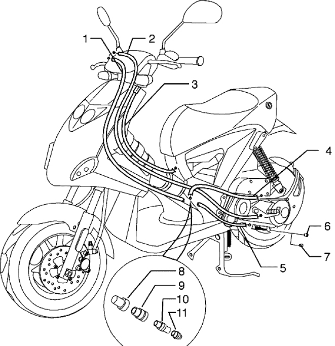 T36 Ovládací lanka - Gilera Ice 50ccm do 2005 (ZAPC30000...)