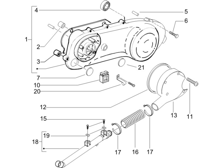 1.15 Kryt variátoru, přívod vzduchu pro variátor - Gilera Runner 50 PureJet 2005-2006 UK (ZAPC46200)