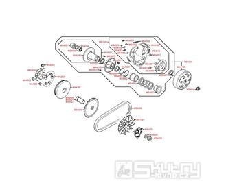 E06 Spojka / variátor / řemen variátoru - Kymco Agility 50 Basic 4T KD10SH