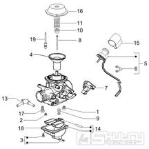 1.40 Karburátor (jednotlivé díly) - Gilera Runner 200 VXR 4T LC 2006 UK (ZAPM46400)