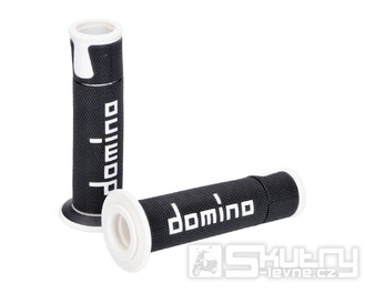 Sada gripů Domino A450 On-Road Racing černá / bílá s otevřenými konci