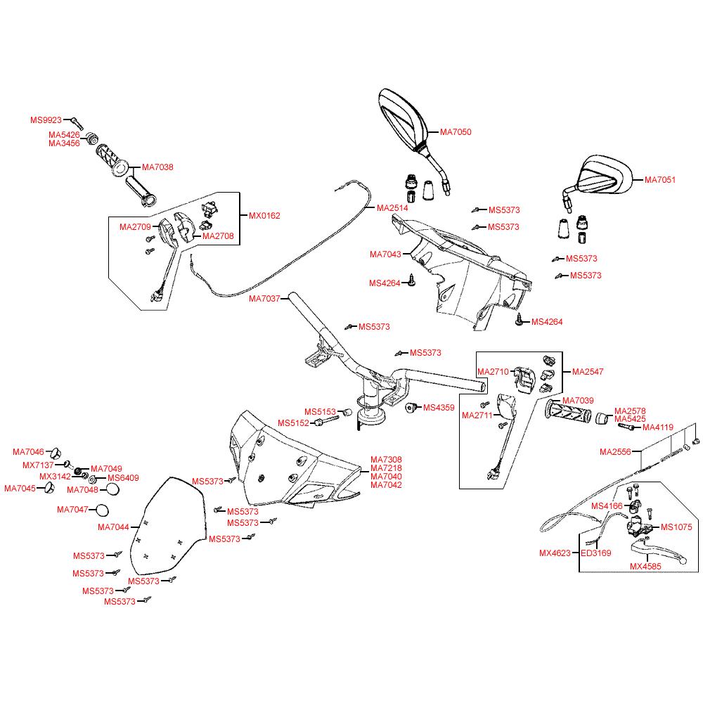 F03 Gripy / zrcátka / řídítka / kapotáž řídítek - Kymco Super 8 125