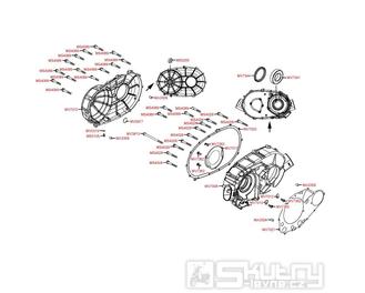 E02 Kryt klikové skříně pravý a kryt variátoru - Kymco MXU 450i LOF LC90CE