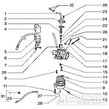 T17 Karburátor (jednotlivé díly) - Gilera Runner 50 SP do roku 2005 (ZAPC36200...)