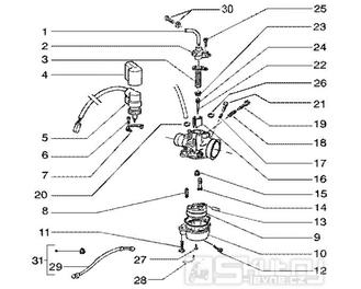 T17 Karburátor (jednotlivé díly) - Gilera Runner 50 SP do roku 2005 (ZAPC36200...)