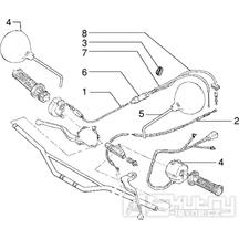 T34 Ovládací lanka, přepínače, zrcátka - Gilera H@K Enduro 50ccm Morini do 2005 (VTBC08000...)