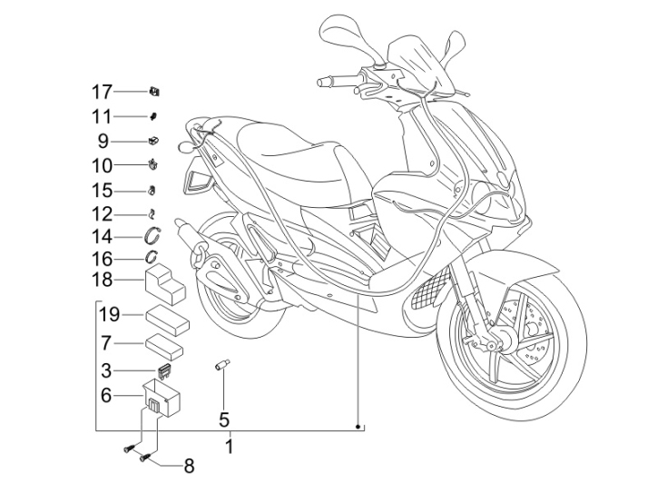 6.08 Elektroinstalace, pojistky - Gilera Runner 50 PureJet SC 2005 UK (ZAPC46200)