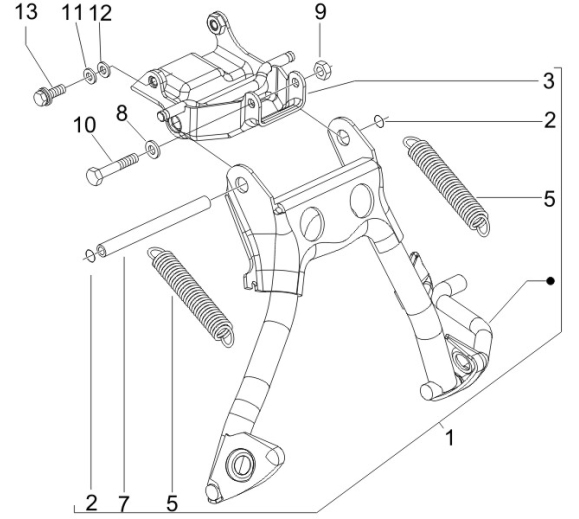 2.25 Hlavní stojan - Gilera Runner 50 SP 2008-2009 (ZAPC46100)