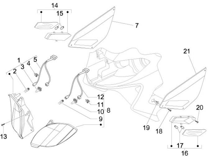 6.03 Přední světlo a blinkry - Gilera Nexus 125ie 4T LC 2008 (ZAPM35700)