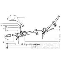 T38 Řidítka, pravá rukojeť, zrcátko, brzdová páčka - Gilera Runner 50 Poggiali do roku 2005 (ZAPC36200...)