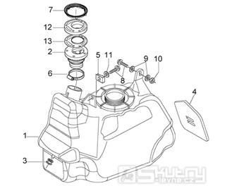 T21 Palivová nádrž - Gilera Nexus 500ccm 4T LC do roku 2005 (ZAPM35200... , ZAPM3510...)