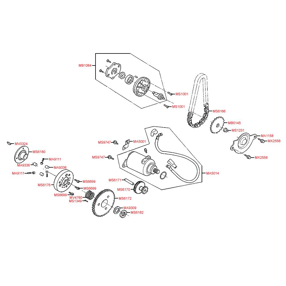 E06 Startér / Olejové čerpadlo - Kymco Super 8 125 [Big Tyre] KL25SB