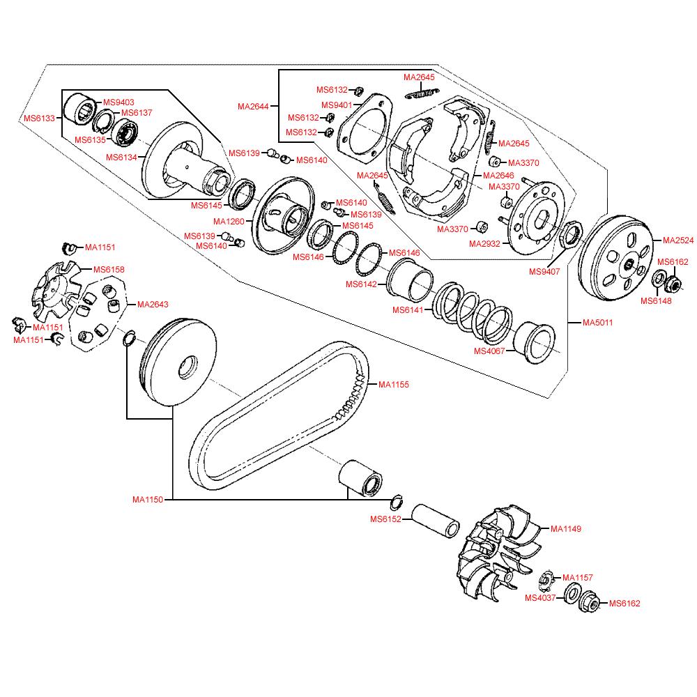 E05 Variátor - Kymco Super 8 125 [Big Tyre] KL25SF