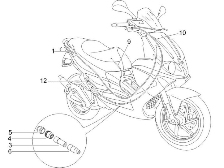 5.03 Plynové lanko, rozdělovač - Gilera Runner 50 PureJet 2005-2006 UK (ZAPC46200)