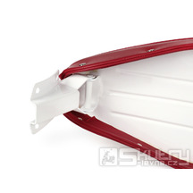 Sedlo BGM PRO Pegasus nýtované se štítkem, červené, pro Lambretta LI, LI S, SX, TV, DL, GP