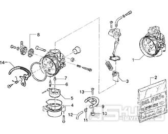 T15 Karburátor (jednotlivé díly) - Gilera Eaglet automat do 2005 (ZAPC09000...)