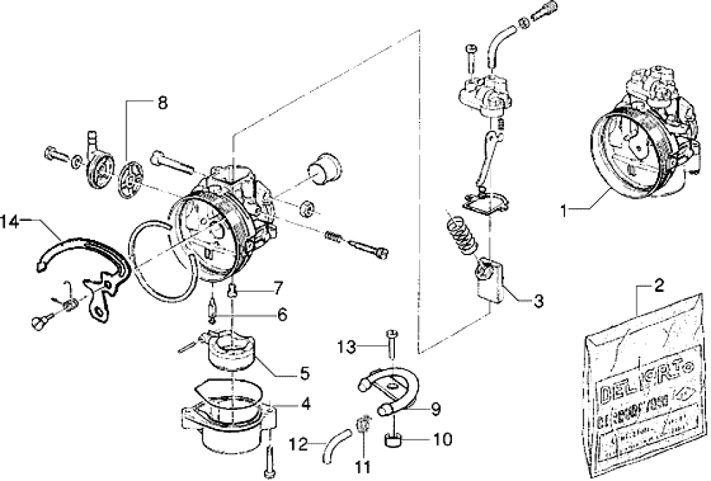 T15 Karburátor (jednotlivé díly) - Gilera Eaglet automat do 2005 (ZAPC09000...)