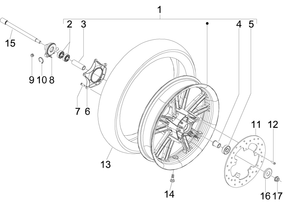 4.11 Přední kolo - Gilera Nexus 300ie 4T LC 2008 (ZAPM35600)