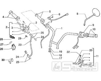 T27 Řidítka, ovládací prvky, přepínače, zrcátka - Gilera Eaglet automat do 2005 (ZAPC09000...)