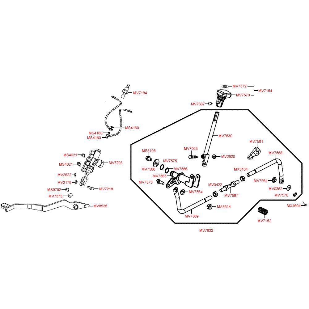 F15 Hlavní brzdový válec zadní a řadící páka - Kymco Maxxer 450i