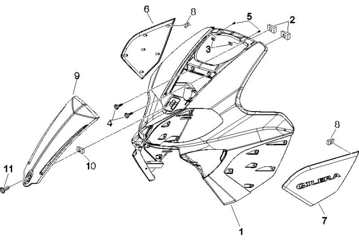 2.26 Přední plast, kapotáž - Gilera Runner 200 VXR 4T LC Race 2006 (ZAPM46400)