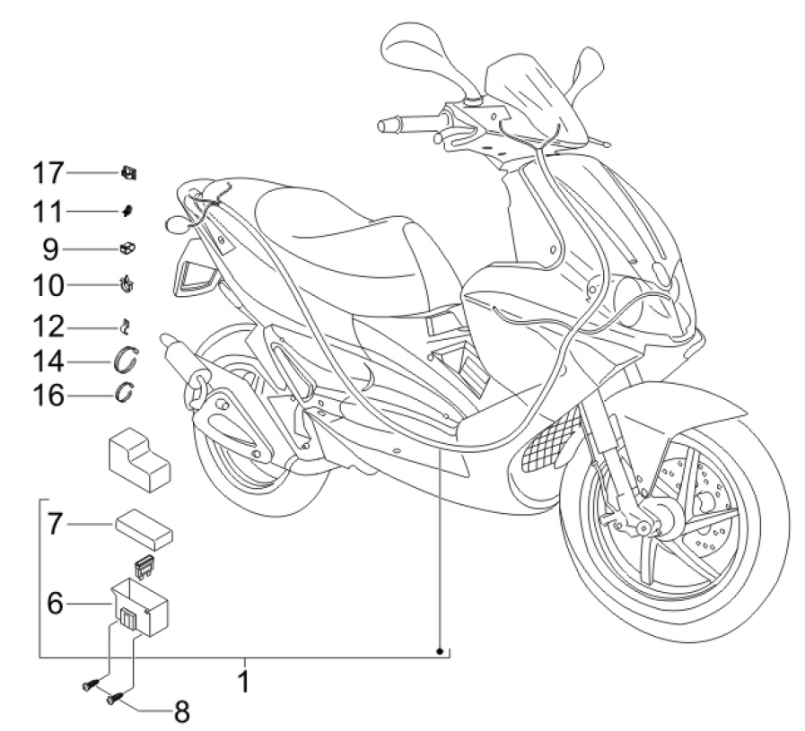 6.08 Elektroinstalace, pojistky - Gilera Runner 125 "SC" VX 4T 2006-2007 (ZAPM46100)