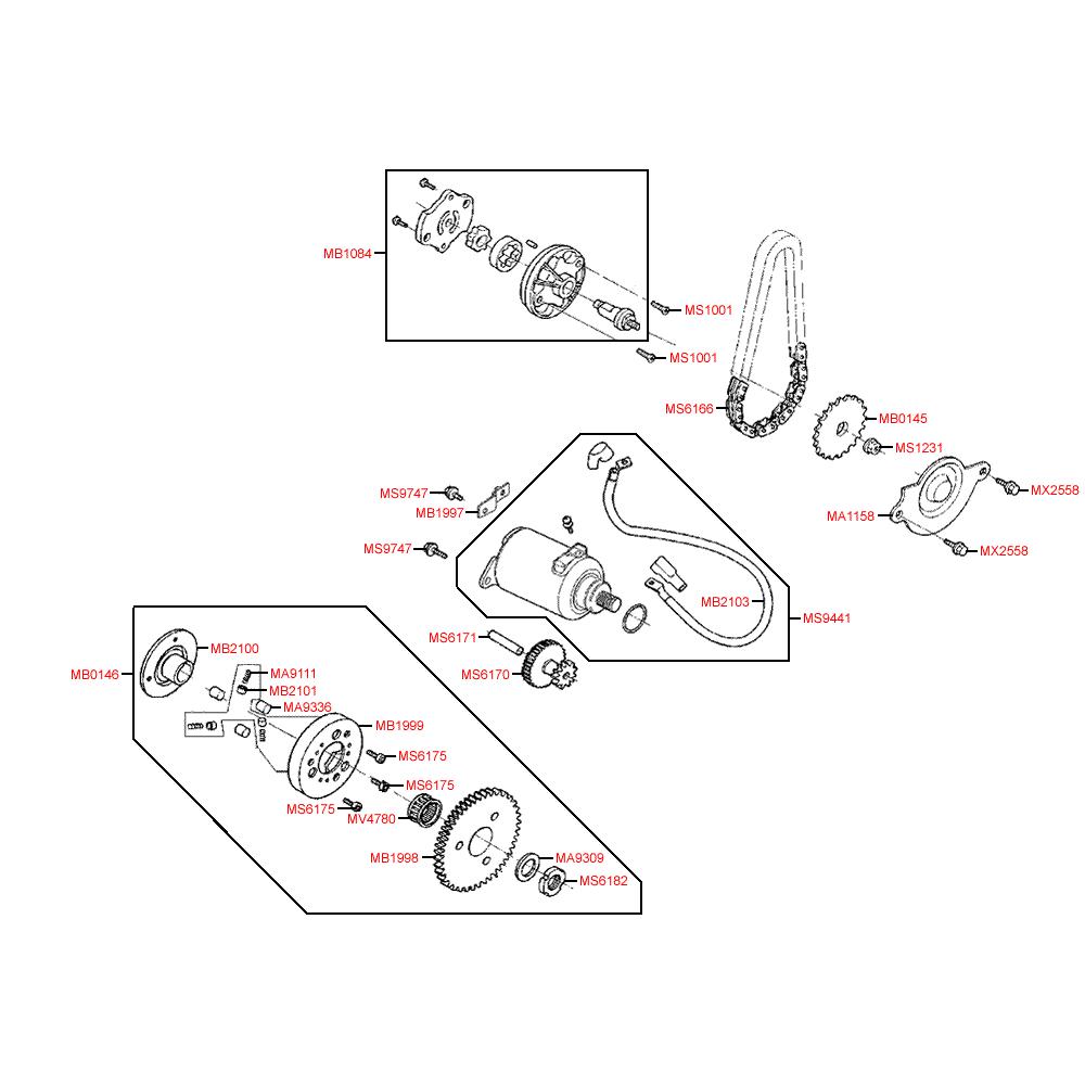 E06 Elektrický startér a olejové čerpadlo - Kymco Like 200i