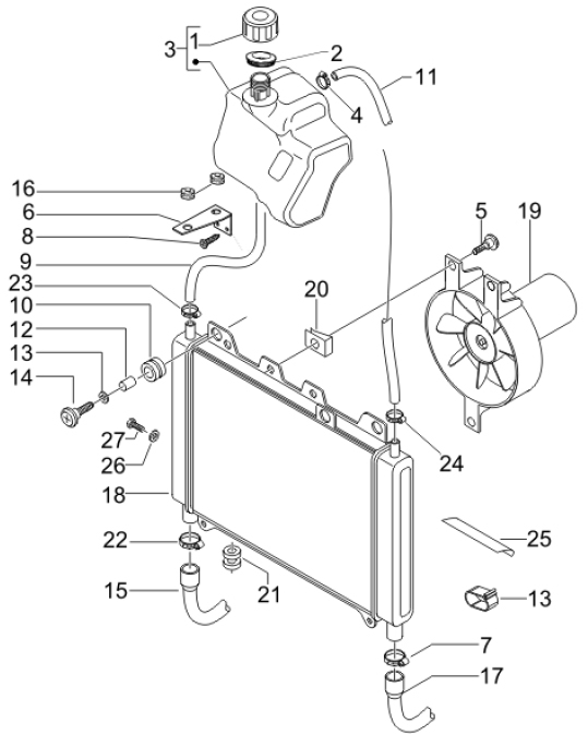 2.55 Chladič - Gilera Nexus 250 SP 4T LC 2006-2007 (ZAPM35300)