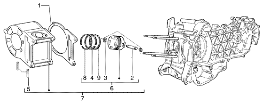 T4 Válec, pístní sada, těsnění válce - Gilera Runner VX 125 4T (ZAPM24100, ZAPM24000)