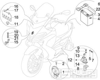 6.05 Baterie, houkačka, relé - Gilera Nexus 500 4T LC 2009-2011 (ZAPM35200)