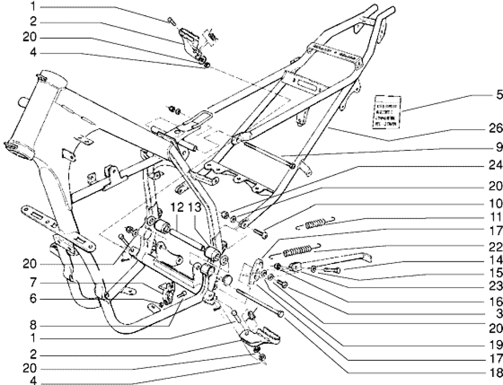 T17/A Rám - Gilera RK 50 (VTBC 08000 0001001)