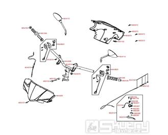 F03 Rukojeti / Zrcátka/ Řídítka/ Kabotáž - Kymco Agility 50 Carry 4T KG10DA