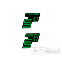 Nápis S51 Comfort samolepicí fólie černá/zelená 2 ks pro Simson S51 / S51 Enduro