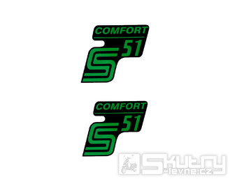 Samolepka nápis S51 Comfort černá/zelená 2 ks pro Simson S51 / S51 Enduro