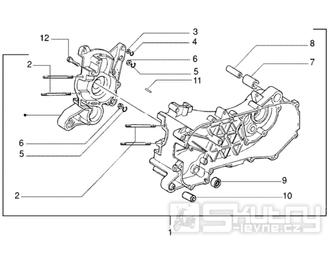 T2 Skříň klikové hřídele - Gilera DNA 50ccm 2T 2005 (ZAPC270003000001)