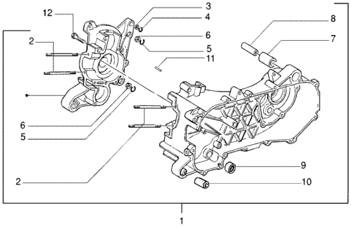 T2 Skříň klikové hřídele - Gilera DNA 50ccm 2T 2005 (ZAPC270003000001)