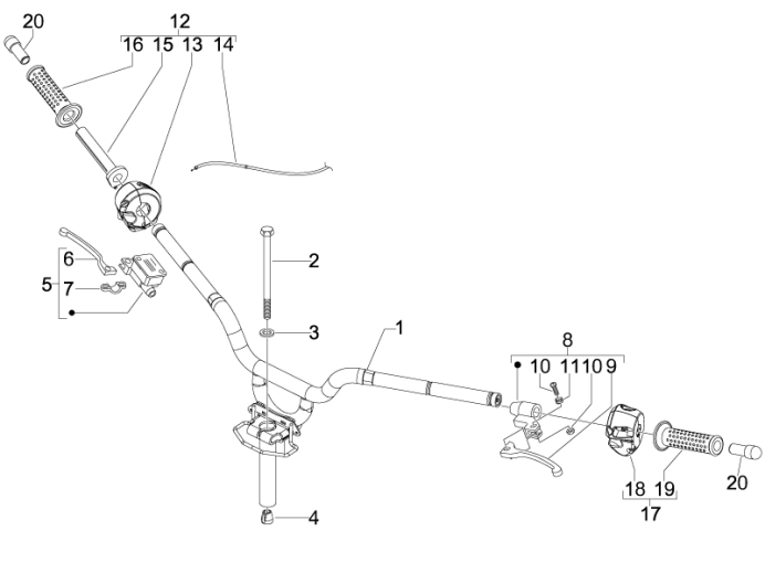 3.06 Řidítka, gripy - Gilera Stalker 50 Naked 2008 (UK - ZAPC40102)