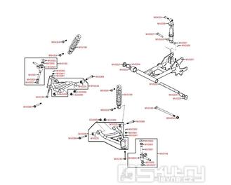 F16 Tlumiče, rameno řízení a zadní kyvná vidlice - Kymco MXer 150