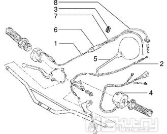 T33 Plynové lanko, zrcátko, přepínač světel - Gilera RK 50 (VTBC 08000 0001001)