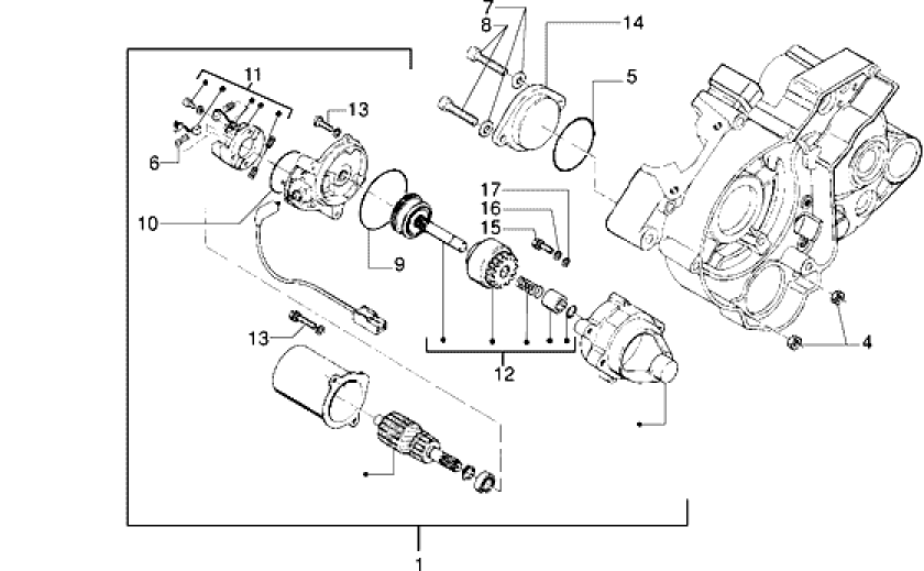 T13 Startér motoru - Gilera RK 50 (VTBC 08000 0001001)