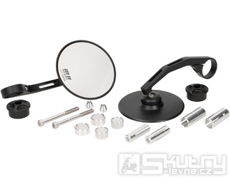 Sada zrcátek do konců řídítek Moto Nostra 1408, hliník CNC, kulatá Ø95mm, černá matná
