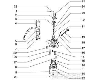 T15 Karburátor (jednotlivé díly) - Gilera Stalker 50 do roku 2005 (ZAPC13000...)