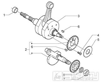 T3 Kliková hřídel - Gilera Nexus 500ccm 4T LC do roku 2005 (ZAPM35200... , ZAPM3510...)