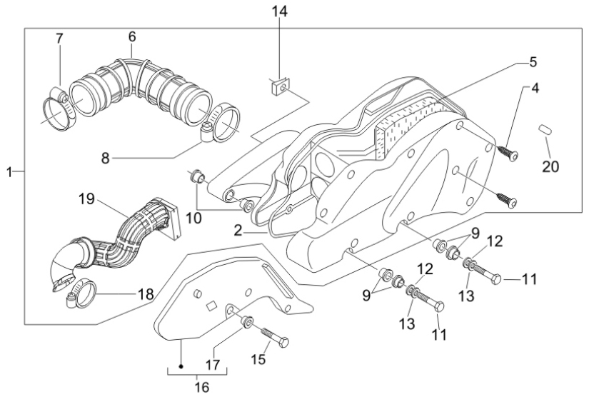 1.45 Vzduchový filtr - Gilera Runner 200 VXR 4T LC 2005-2006 (ZAPM46200)