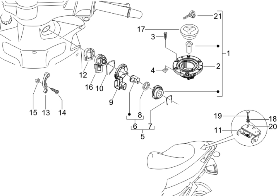 2.46 Zámky - Gilera Runner 125 VX 4T 2006-2007 UK (ZAPM46300)